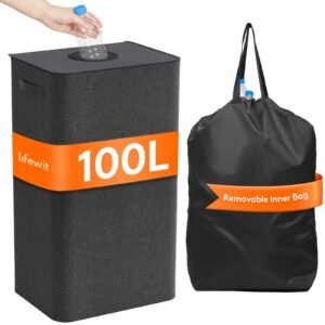 Lifewit 100L/150L/80L/120L Pfandflaschen Sammelbehälter mit Deckel – Große Aufbewahrung für Leergut & Altglas. Flaschensammler mit Loch für Küche & Abstellraum